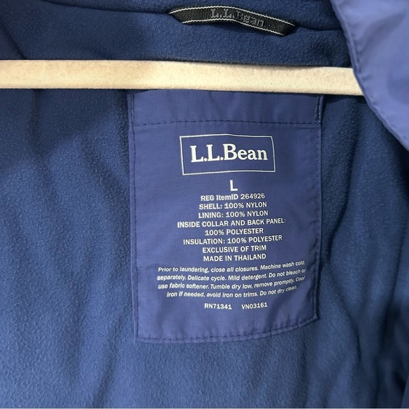 L.L.Bean Men's Blue Hooded Zip Up Waterproof Insulated Jacket Outdoors Large - Picture 6 of 8